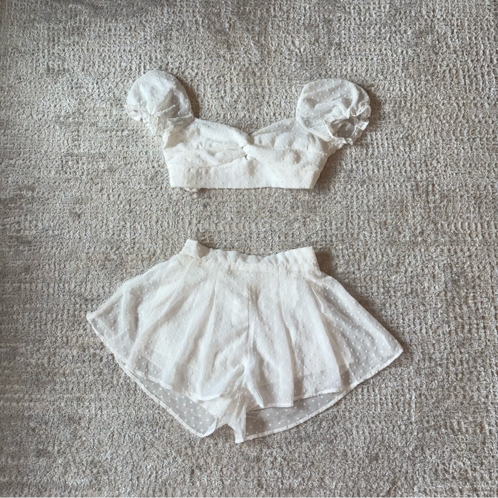 SHEIN White Cropped Skort Set